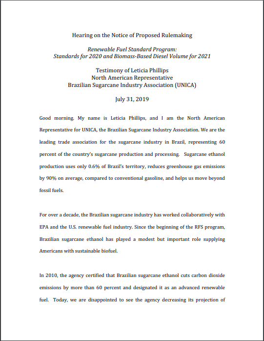 Hearing on Renewable Fuel Standard Program: Standards for 2020 and Biomass-Based Diesel Volume for 2021